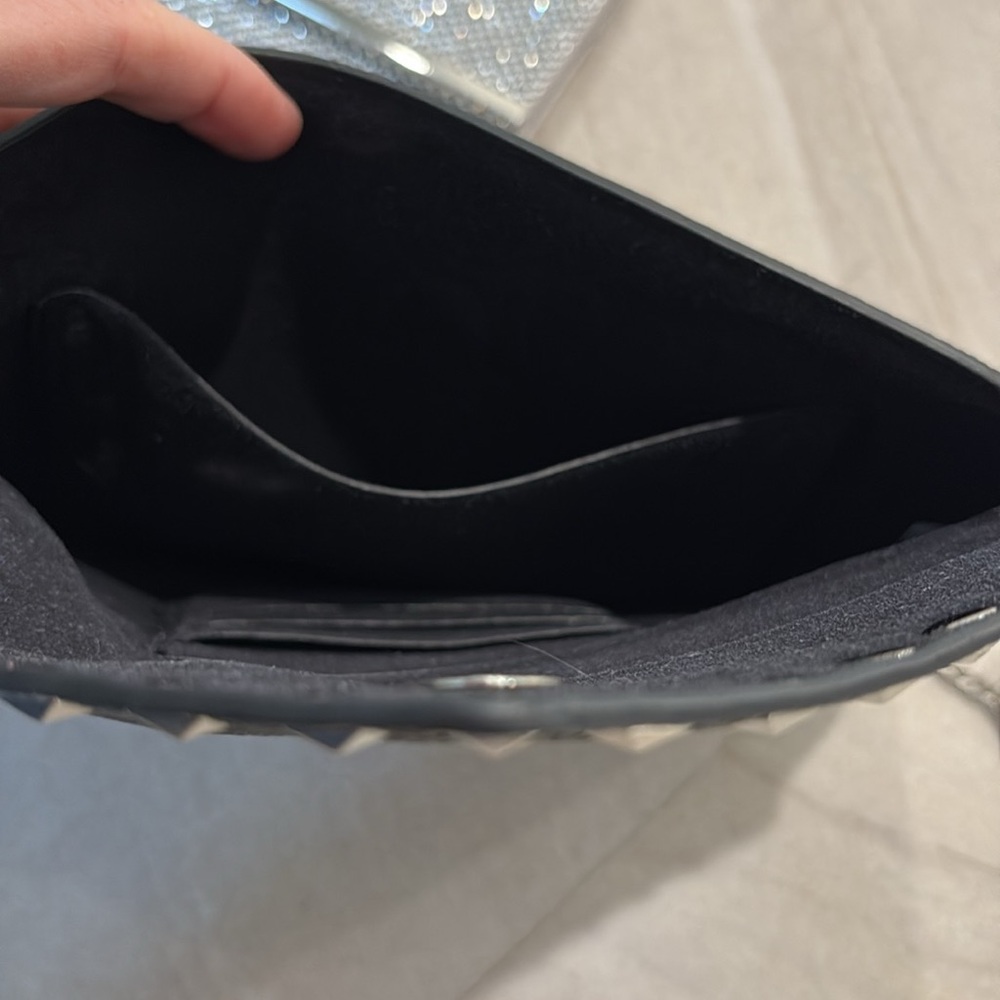 Black Silver Studded Envelope Clutch - Picture 4 of 5